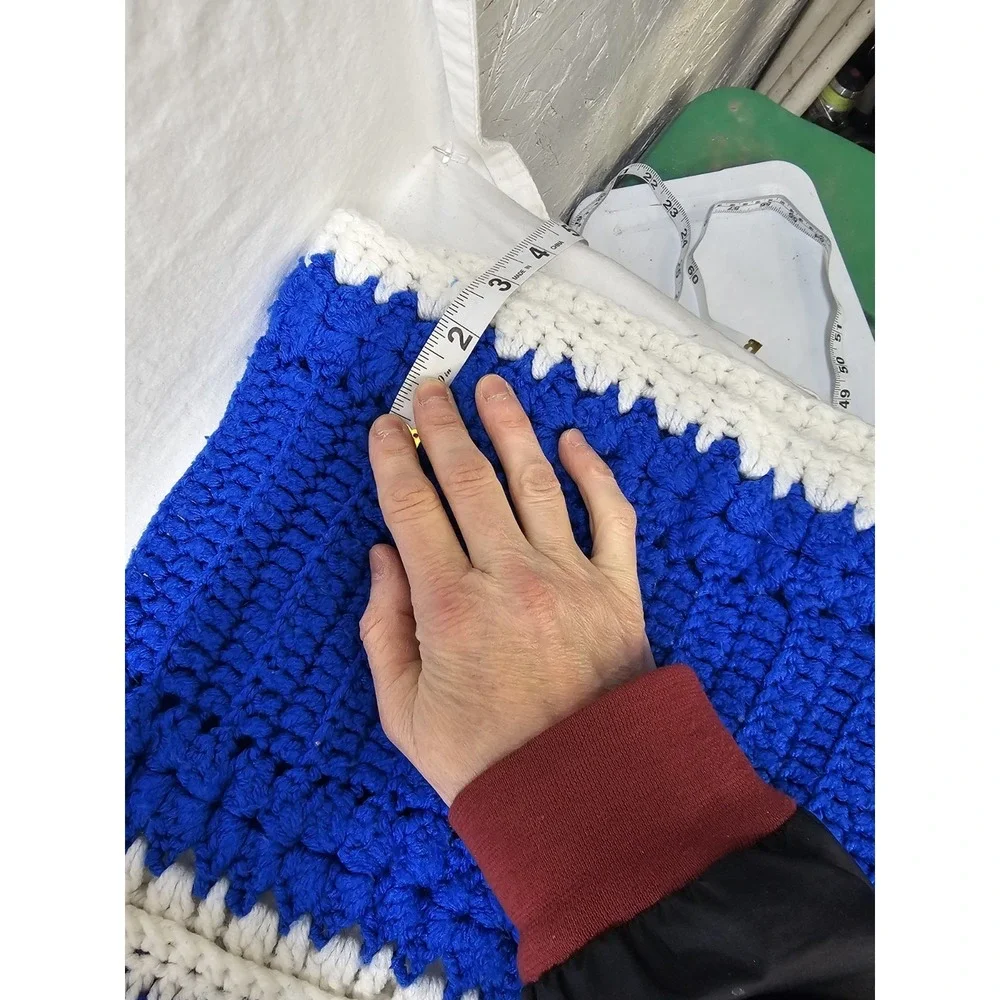 VTG Large Colorful Crocheted Afghan Blanket Throw 63x63 Grannycore Handwoven